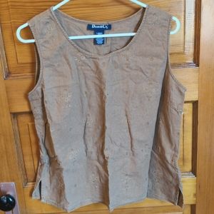 Brown linen blend tank